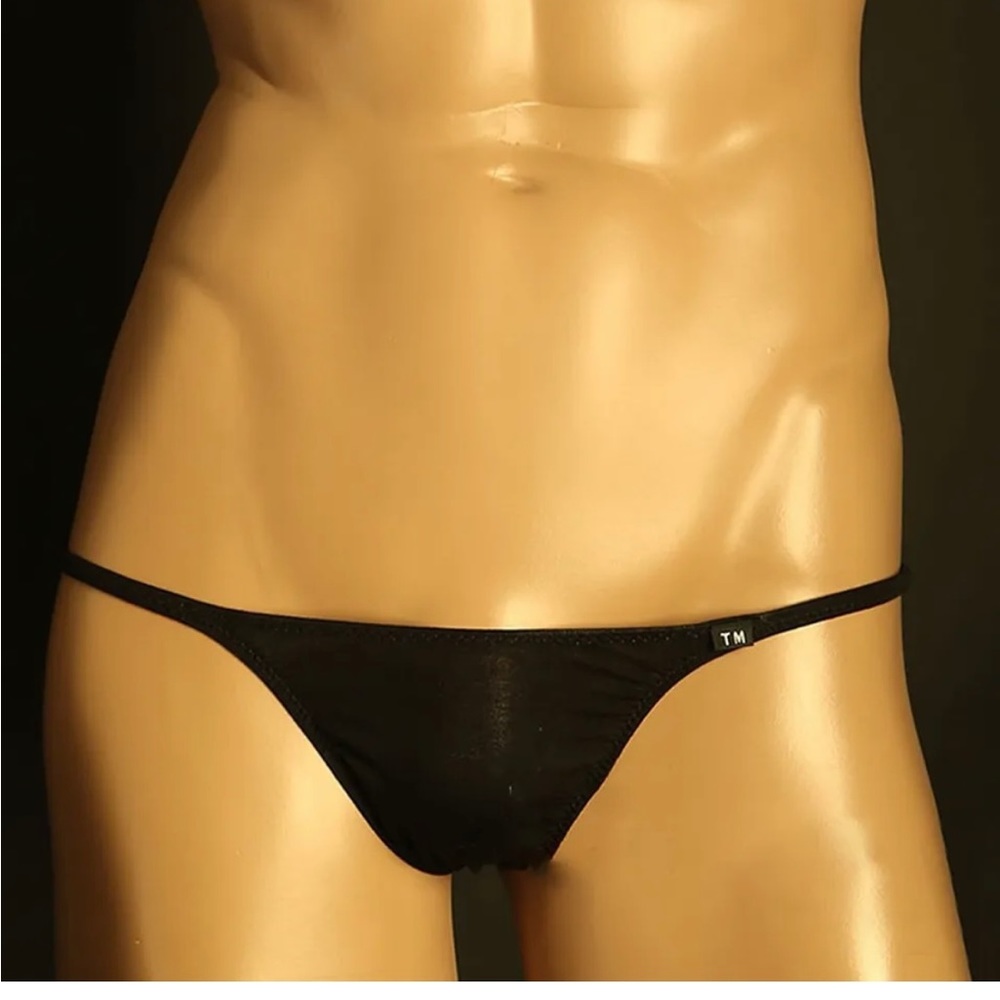 2- Mens Sexy Pouch Low Waist (2 pair) Underwear Thong Cotton XL black runs small